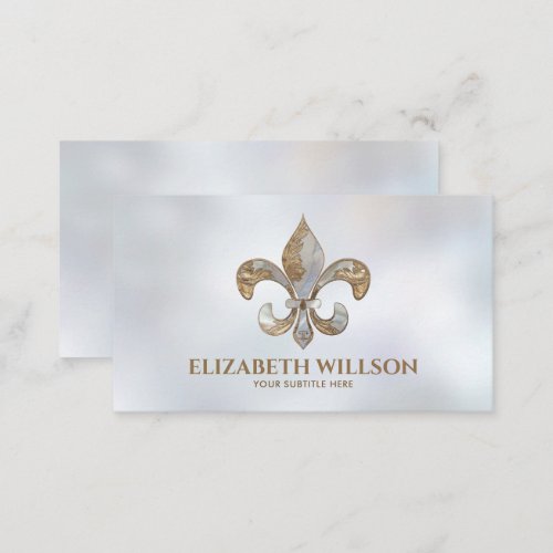 Fleur_de_lis Ornament Pearl and gold Business Card