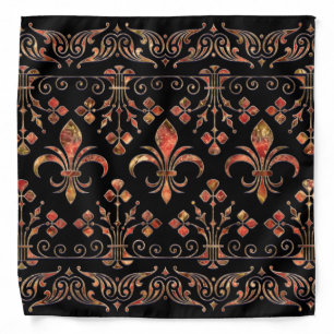 Fleur-de-lis ornament Red marble Bandana