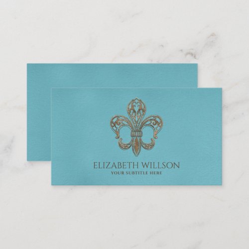 Fleur_de_lis Ornament Vintage Gold and blue Business Card