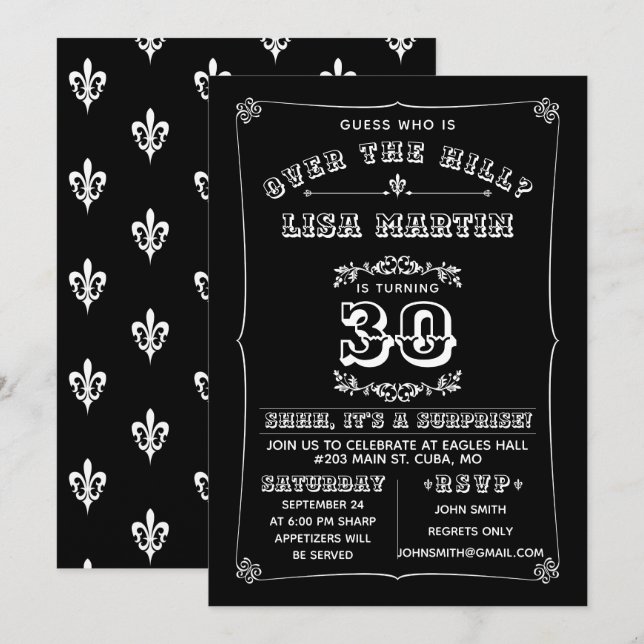 Fleur De Lis Over The Hill Party Invitation (Front/Back)