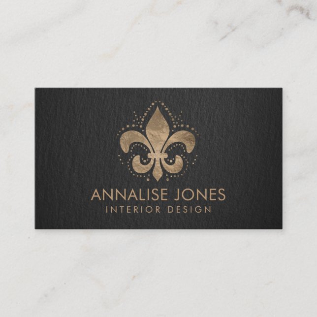 Fleur-de-lis Pastel Gold Business Card (Front)