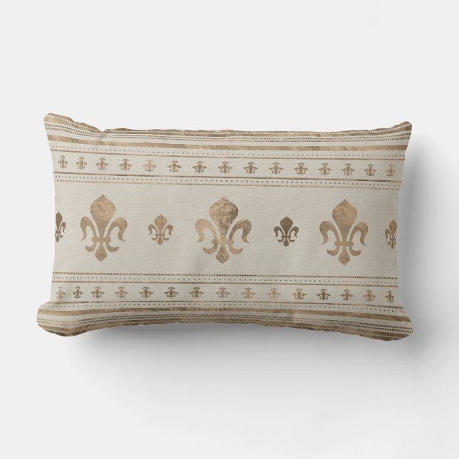 Fleur-de-lis  Pastel Gold Lumbar Pillow (Front)