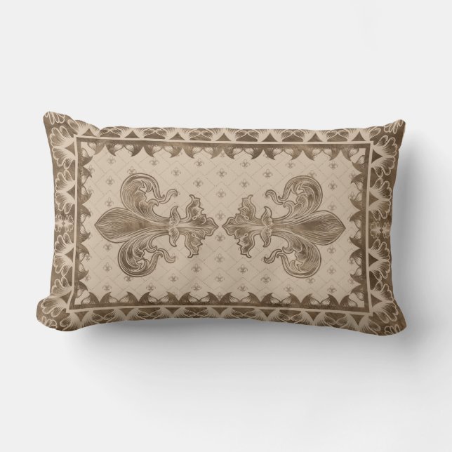 Fleur-de-lis - Pastel Gold Lumbar Pillow (Front)