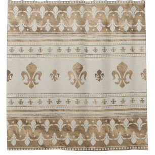 Fleur-de-lis Pastel Gold Shower Curtain