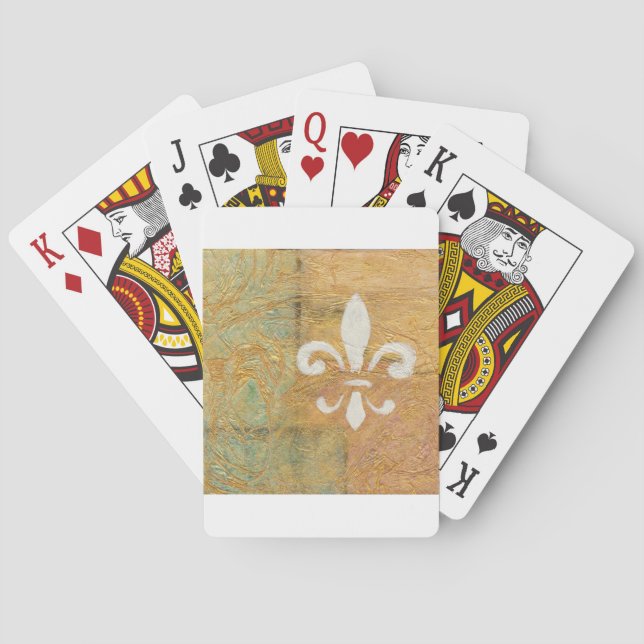 Fleur De Lis Pastel White Original Art Poker Cards (Back)