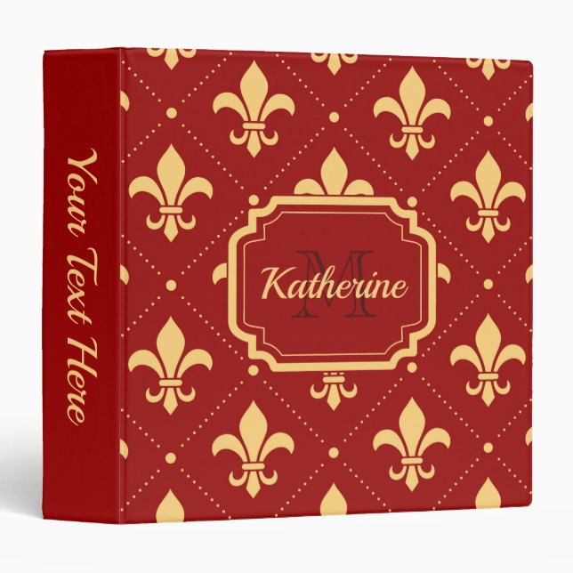 Fleur-de-lis Pattern 3 Ring Binder (Front/Spine)