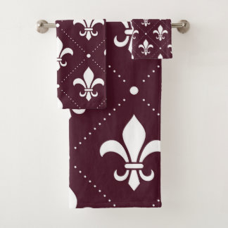 Fleur-de-Lis Pattern Bath Towel Set