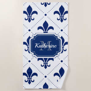 Fleur-de-lis Pattern Beach Towel