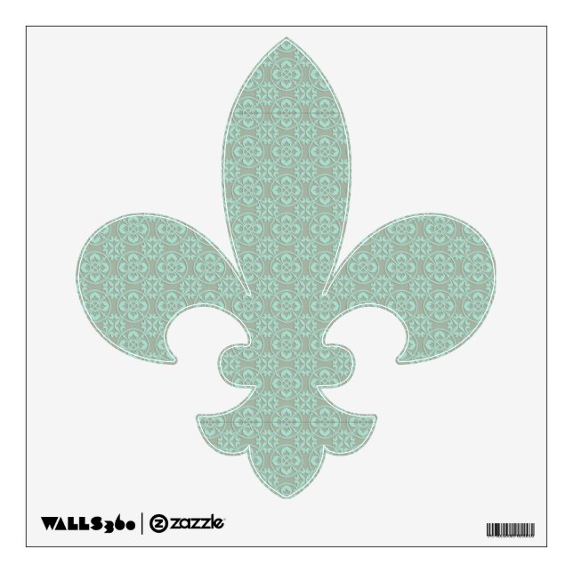 Fleur De Lis Pattern - Bright Mint and Khaki Wall Decal (Front)