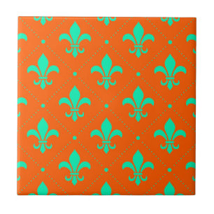 Fleur-de-Lis Pattern Ceramic Tile