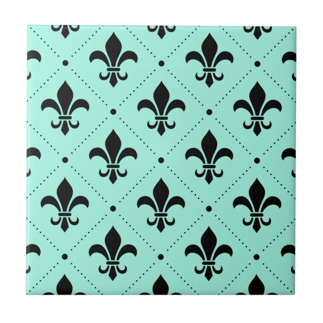Fleur-de-Lis Pattern Ceramic Tile (Front)