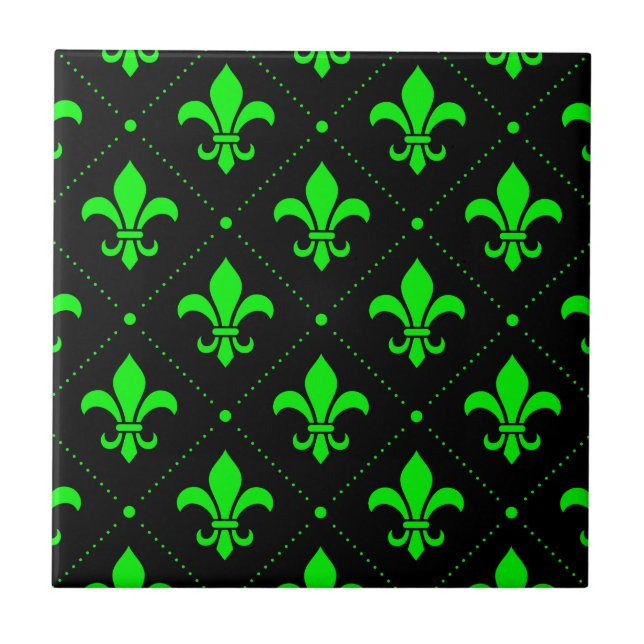 Fleur-de-Lis Pattern Ceramic Tile (Front)