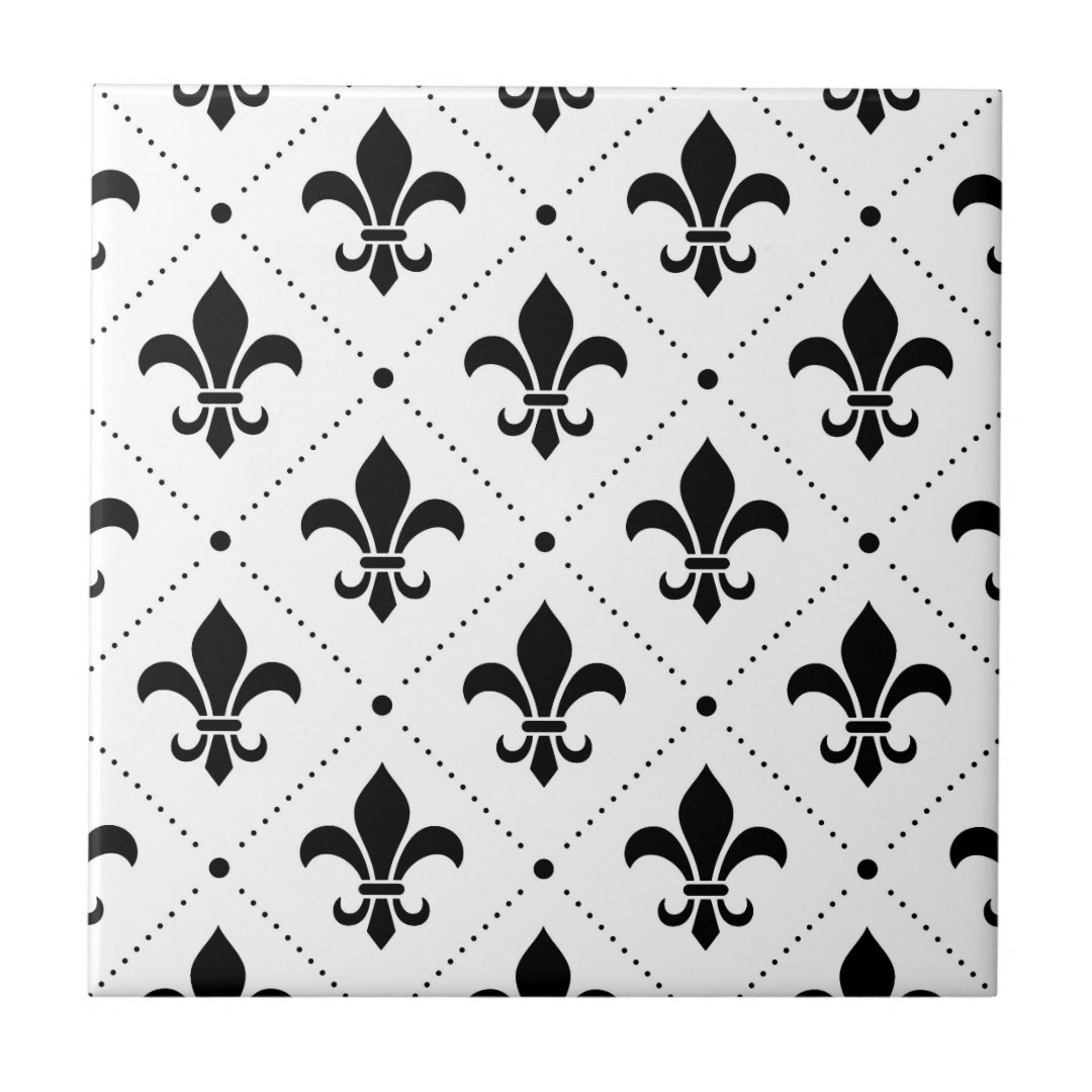 Fleur De Lis Pattern Ceramic Tile | Zazzle