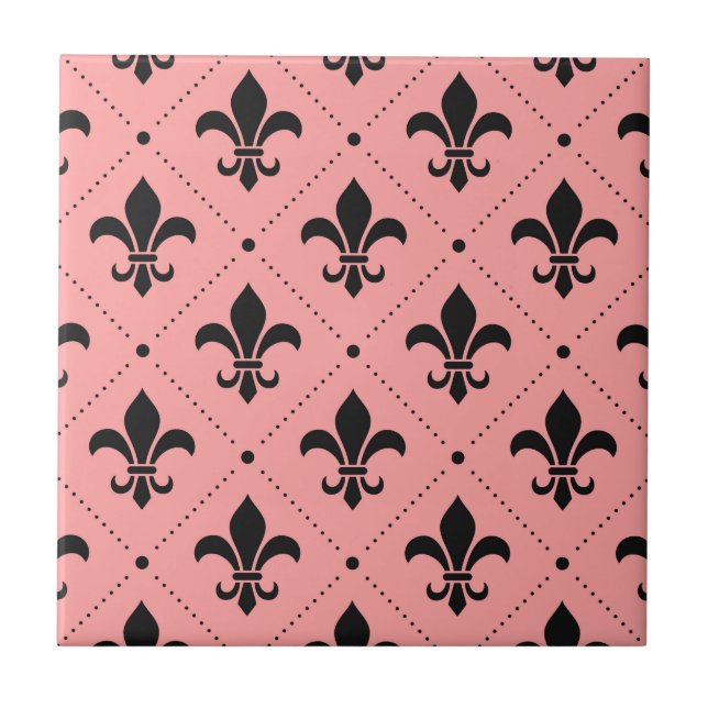 Fleur De Lis Pattern Ceramic Tile (Front)
