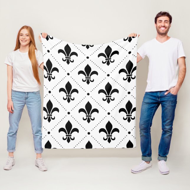 Fleur De Lis Pattern Fleece Blanket (In Situ)