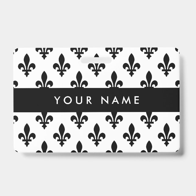 Fleur de Lis Pattern, French, Royal, Black Badge (Front)