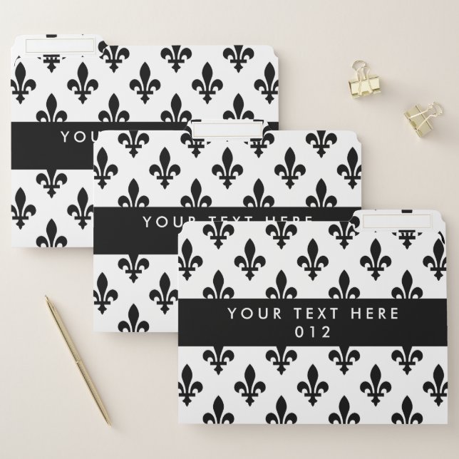 Fleur de Lis Pattern, French, Royal, Black File Folder (Set)