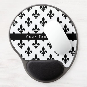 Fleur de Lis Pattern, French, Royal, Black Gel Mouse Pad