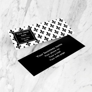Fleur de Lis Pattern, French, Royal, Black Mini Business Card
