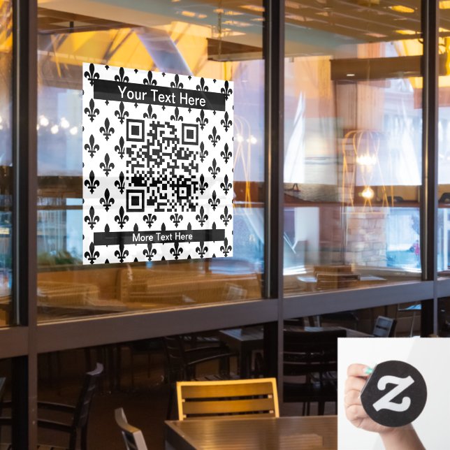 Fleur de Lis Pattern, French, Royal, Black Window Cling (Restaurant Window)