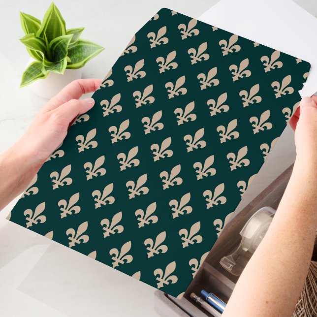 Fleur de Lis Pattern, French, Royal, Cream, Green Envelope Mailers (Desk)