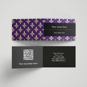 Fleur de Lis Pattern, French, Royal, Cream, Purple Business Card