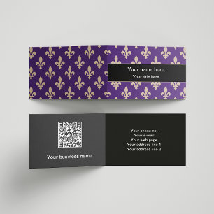 Fleur de Lis Pattern, French, Royal, Cream, Purple Business Card