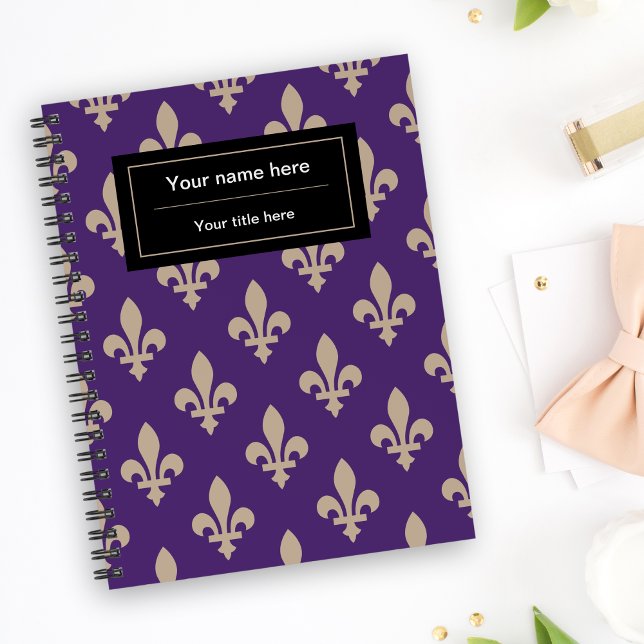 Fleur de Lis Pattern, French, Royal, Cream, Purple Notebook (Creator Uploaded)