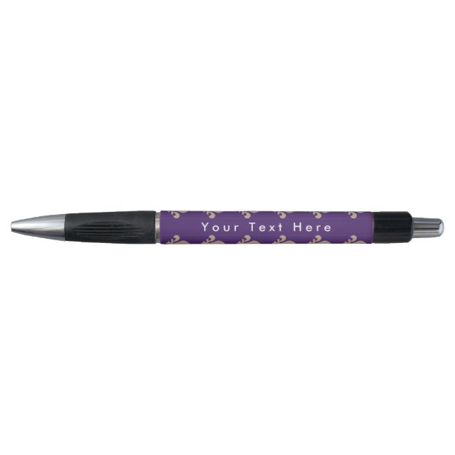 Fleur de Lis Pattern, French, Royal, Cream, Purple Pen (Front)