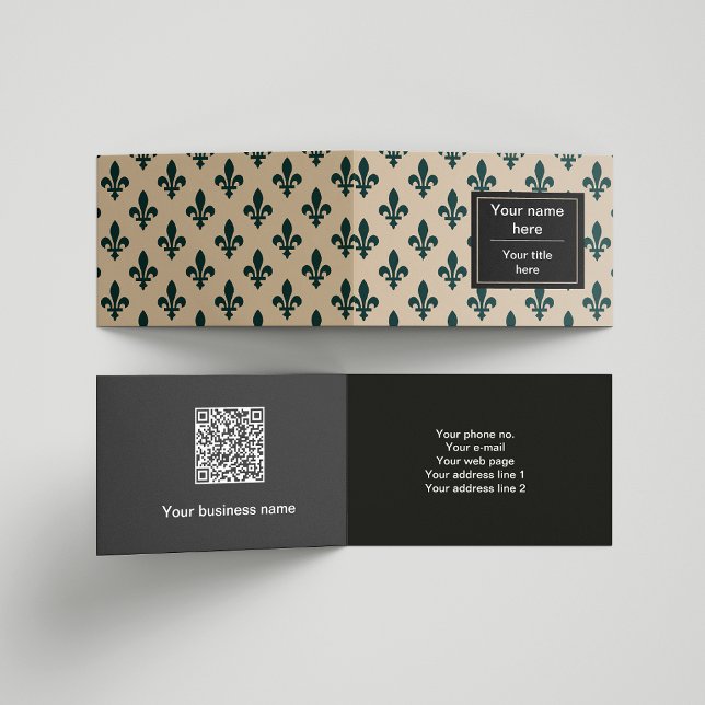 Fleur de Lis Pattern, French, Royal, Green Business Card (Creator Uploaded)