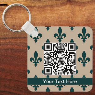 Fleur de Lis Pattern, French, Royal, Green Keychain