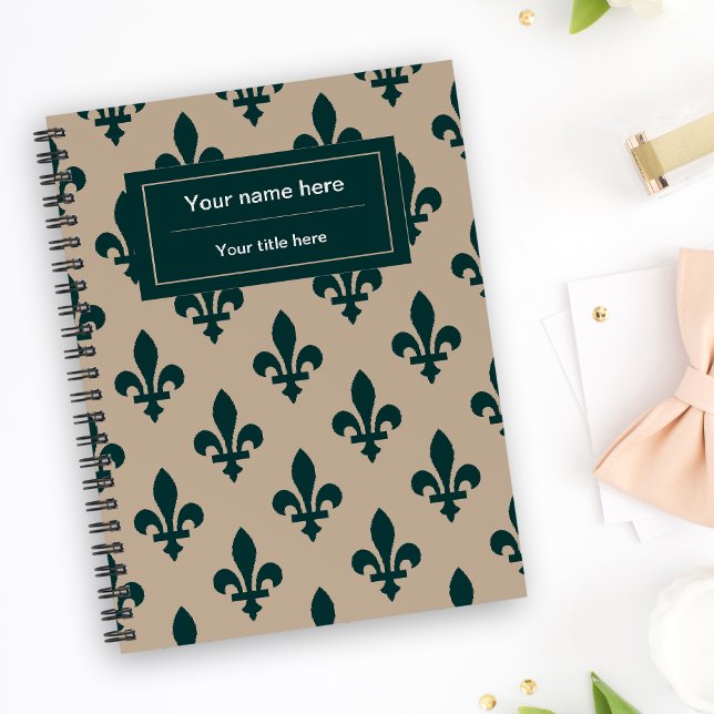 Fleur de Lis Pattern, French, Royal, Green Notebook (Creator Uploaded)