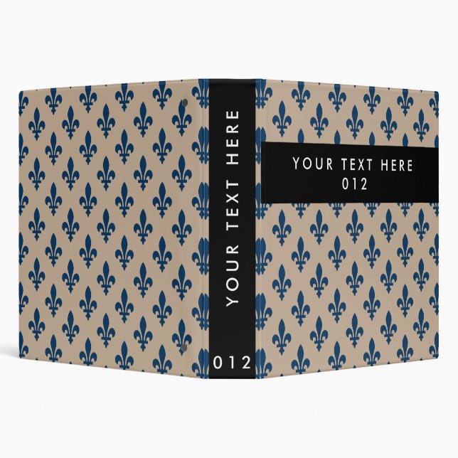 Fleur de Lis Pattern, French, Royal, Navy Blue 3 Ring Binder (Background)