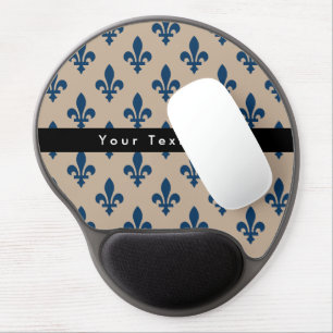 Fleur de Lis Pattern, French, Royal, Navy Blue Gel Mouse Pad