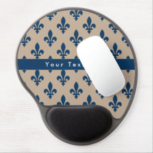 Fleur de Lis Pattern, French, Royal, Navy Blue Gel Mouse Pad