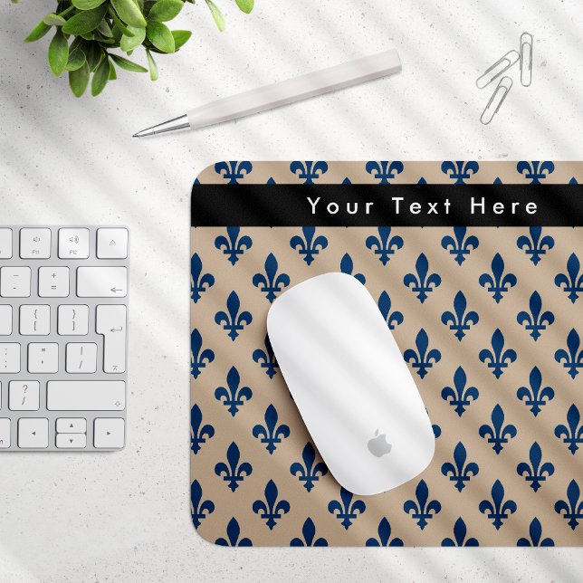 Fleur de Lis Pattern, French, Royal, Navy Blue Mouse Pad (Creator Uploaded)