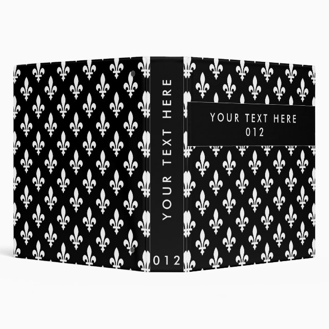 Fleur de Lis Pattern, French, Royal, White 3 Ring Binder (Background)