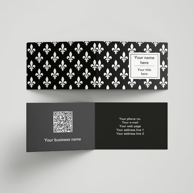 Fleur de Lis Pattern, French, Royal, White Business Card (Creator Uploaded)