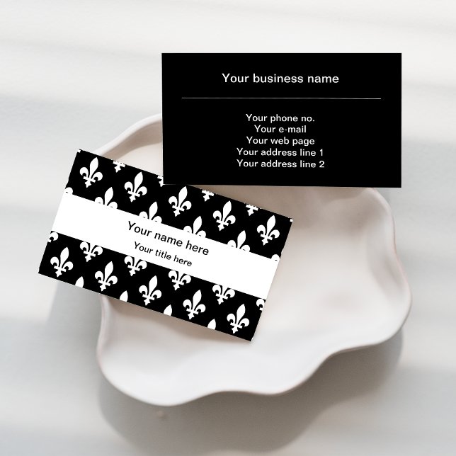 Fleur de Lis Pattern, French, Royal, White Business Card (Creator Uploaded)