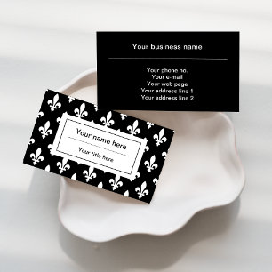 Fleur de Lis Pattern, French, Royal, White Business Card