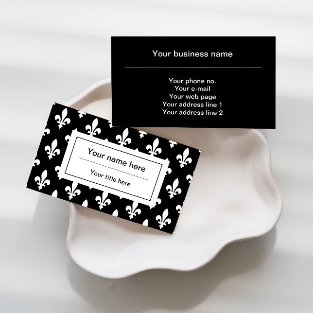 Fleur de Lis Pattern, French, Royal, White Business Card (Creator Uploaded)