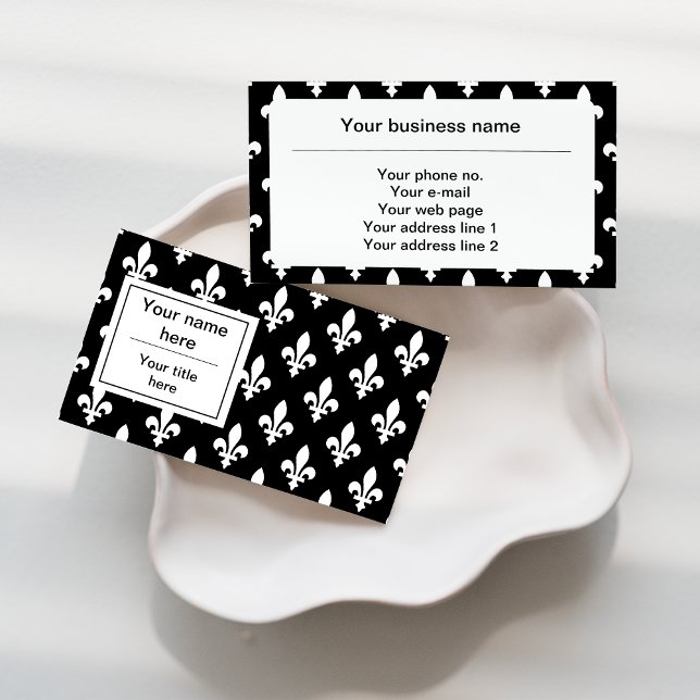 Fleur de Lis Pattern, French, Royal, White Business Card (Creator Uploaded)