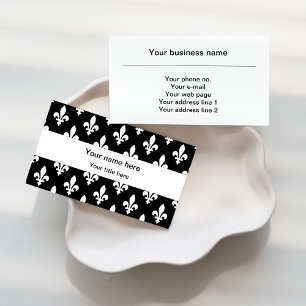 Fleur de Lis Pattern, French, Royal, White Business Card