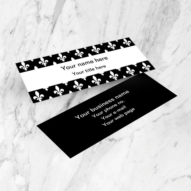 Fleur de Lis Pattern, French, Royal, White Mini Business Card (Creator Uploaded)