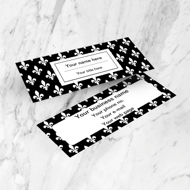 Fleur de Lis Pattern, French, Royal, White Mini Business Card (Creator Uploaded)