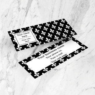 Fleur de Lis Pattern, French, Royal, White Mini Business Card
