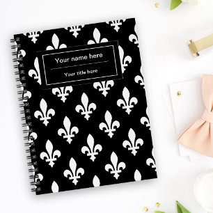 Fleur de Lis Pattern, French, Royal, White Notebook