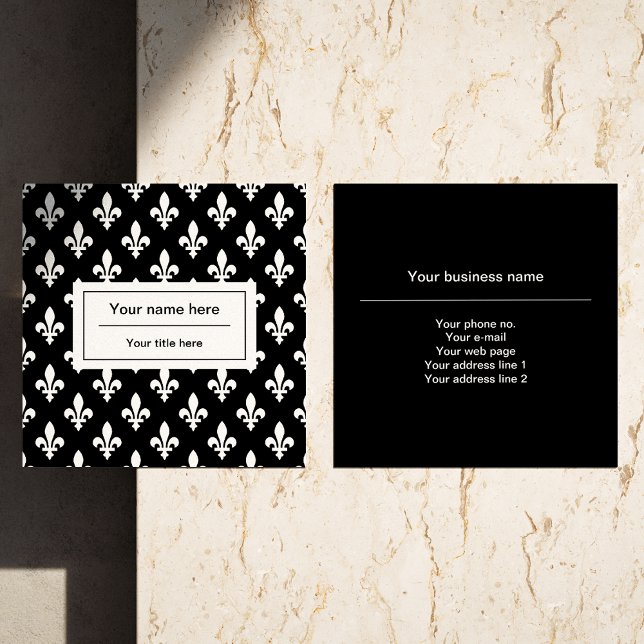Fleur de Lis Pattern, French, Royal, White Square Business Card (Creator Uploaded)