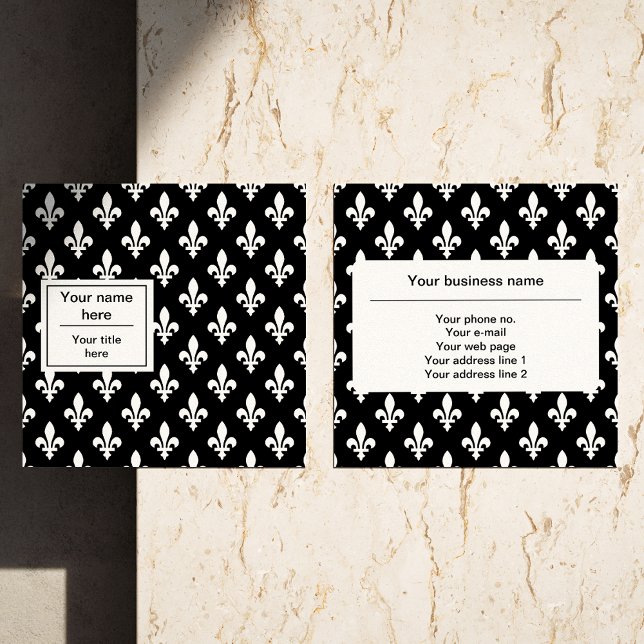 Fleur de Lis Pattern, French, Royal, White Square Business Card (Creator Uploaded)