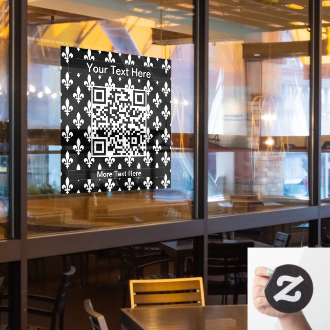 Fleur de Lis Pattern, French, Royal, White Window Cling (Restaurant Window)